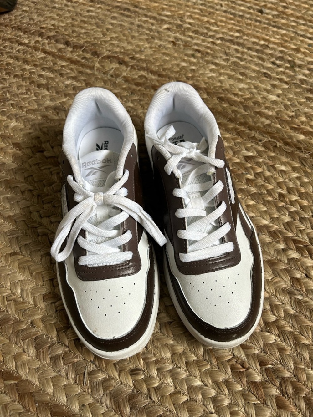 Reebok White and Brown Low-Top MemoryTech Sneakers
